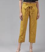 Yash gallery women's cotton flex stripe printed regular fit casual trouser pants