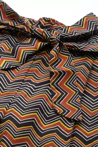  women's cotton zig-zag printed regular fit casual trouser pants