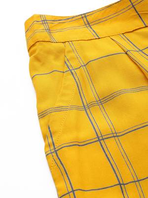  women's rayon checks printed regular fit casual trouser pants 5