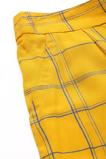 women's rayon checks printed regular fit casual trouser pants