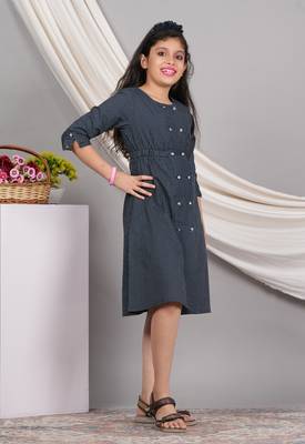  kids kantha cotton stripes printed regular tunic (blue) 3
