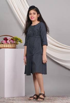  kids kantha cotton stripes printed regular tunic (blue) 4