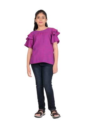  kids viscose stripe regular top (purple) 1