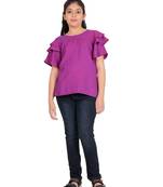 Yash gallery kids viscose stripe regular top (purple)