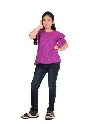  kids viscose stripe regular top (purple) 2