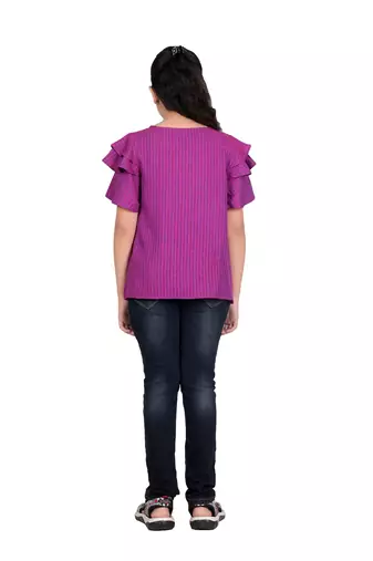  kids viscose stripe regular top (purple)