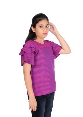  kids viscose stripe regular top (purple) 4