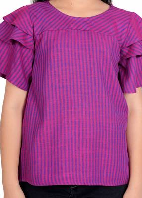  kids viscose stripe regular top (purple) 5