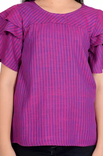  kids viscose stripe regular top (purple)