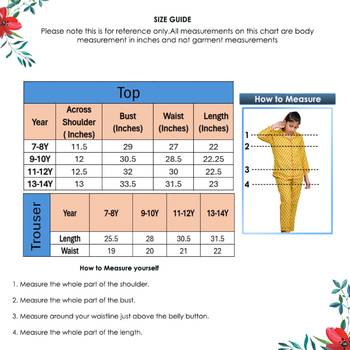  kids cotton slub floral printed night suit(yellow) 5