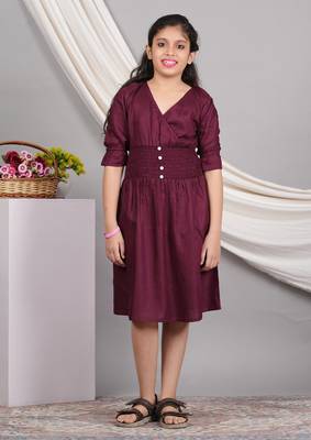  kids smoking embroidery dress (maroon) 1