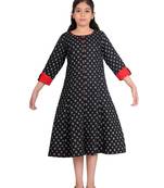 Yash gallery kids cotton geomatrical printed anarkali kurta (black)