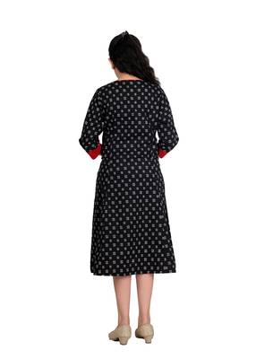  kids cotton geomatrical printed anarkali kurta (black) 3