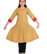 Yash gallery kids cotton floral printed anarkali kurta (yellow)