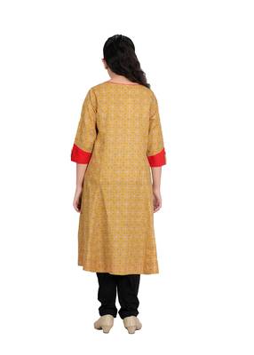  kids cotton floral printed anarkali kurta (yellow) 3