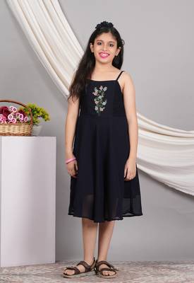  kids smoking embroidered georgette dress (blue) 1