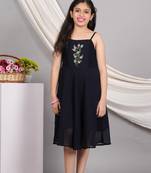 Yash gallery kids smoking embroidered georgette dress (blue)