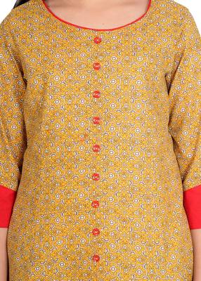  kids cotton floral printed anarkali kurta (yellow) 5