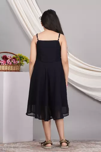  kids smoking embroidered georgette dress (blue)