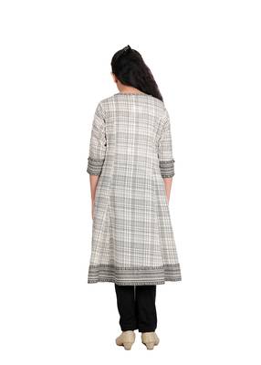 Yash gallery kids cotton slub geomatrical printed rayon anarkali kurta (off white) 2