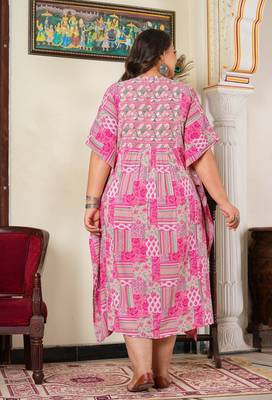  women's geomatrical printed maternity wear kaftan (pink) 2
