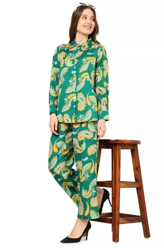  women's buta printed co-ord set(green)