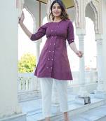 Yash gallery women's kantha cotton stripes printed regular tunic (wine)