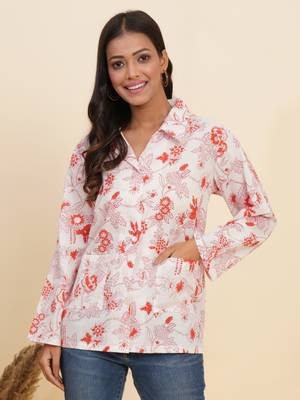  women's floral printed summer coat(white) 1