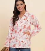 Yash gallery women's floral printed summer coat(white)