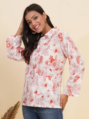  women's floral printed summer coat(white) 2
