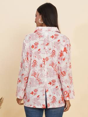  women's floral printed summer coat(white) 3