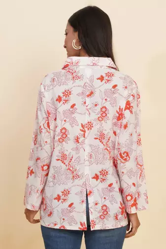  women's floral printed summer coat(white)