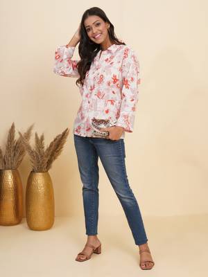  women's floral printed summer coat(white) 4