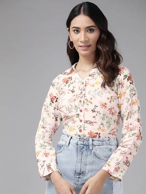  womens rayon floral printed shirt (multi) 1