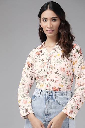 Yash gallery womens rayon floral printed shirt (multi)