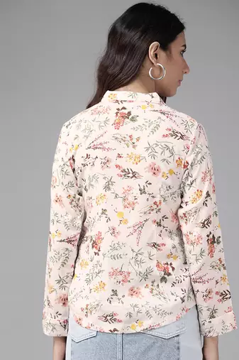  womens rayon floral printed shirt (multi)