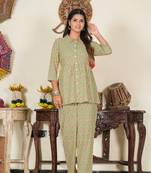 Yash gallery women's floral printed night suit(green)