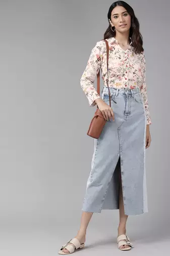  womens rayon floral printed shirt (multi)
