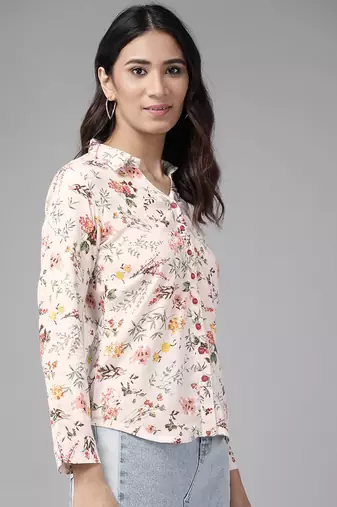  womens rayon floral printed shirt (multi)