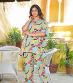 Yash gallery women's brush print kaftan night suit(multi)