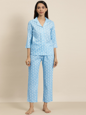  women's floral printed night suit(blue) 1