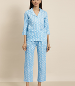 Yash gallery women's floral printed night suit(blue)