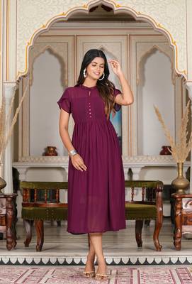  women's wine pleated georgette anarkali dress (wine) 4