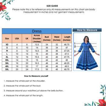  women's blue cotton floral printed anarkali dress (blue) 5