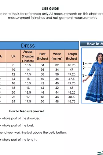  women's blue cotton floral printed anarkali dress (blue)