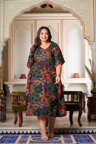 Yash gallery women's cotton floral printed kaftan