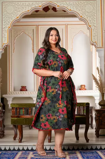  women's cotton floral printed kaftan
