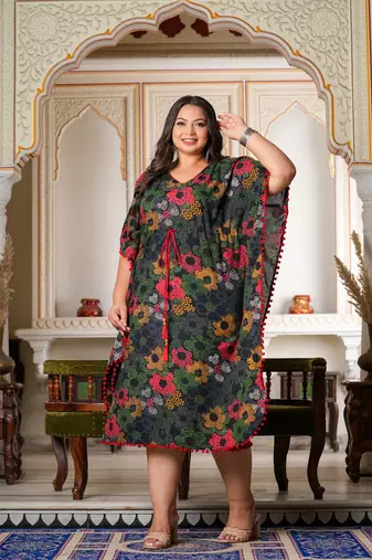  women's cotton floral printed kaftan