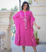 Yash gallery women's rayon bandhani printed kaftan