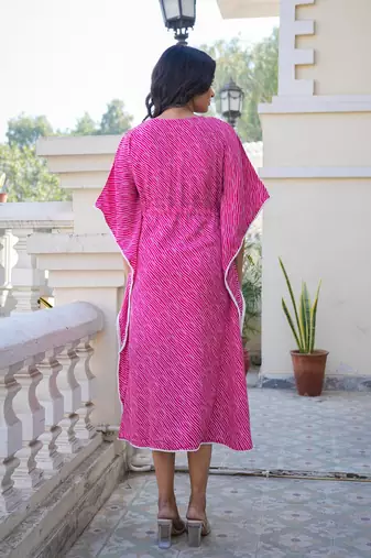  women's rayon bandhani printed kaftan